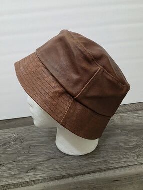 M. Julian Wilsons Leather Brown Leather Bucket Hat